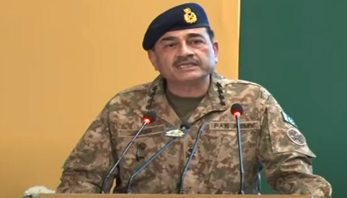 COAS General Syed Asim Munir addresses the National Youth Convention in Islamabad on August 21, 2024. — Screengrab via Geo News