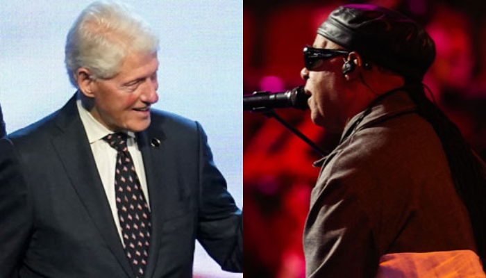 Former US President Bill Clinton (left) and Stevie Wonder. Reuters/File