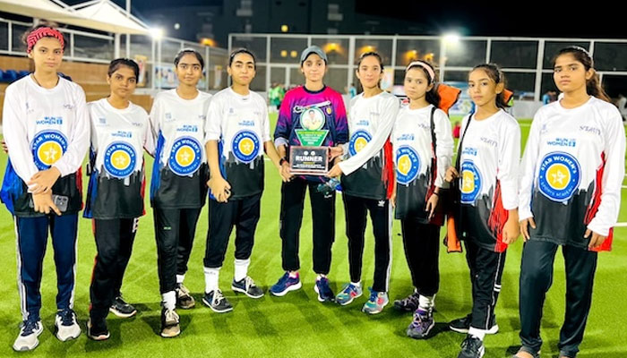 The Star Women’s Sports Academy team from Jacobabad stood second at the Asifa Bhutto Zardari Women’s Hockey Tournament held in Sukkur in July 2024. — IPS