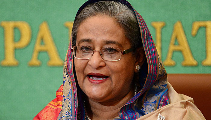 Former Bangladesh premier Sheikh Hasina speaks at Japan’s national press club in Tokyo on May 28, 2014. — AFP