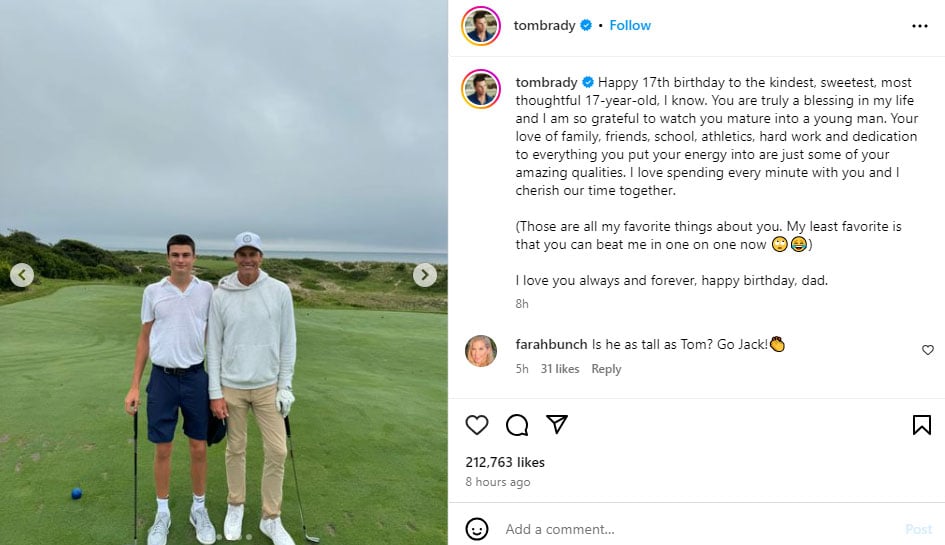 Tom Brady pens heartfelt note for lookalike son Jack