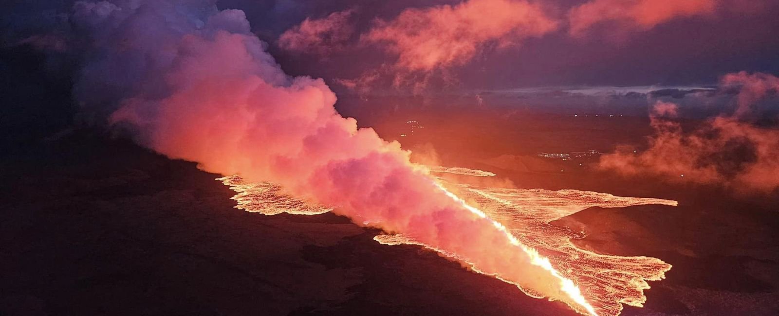 Lava and smoke erupt near Grindavik on Iceland's Reykjanes peninsula on August 23, 2024. — AFP