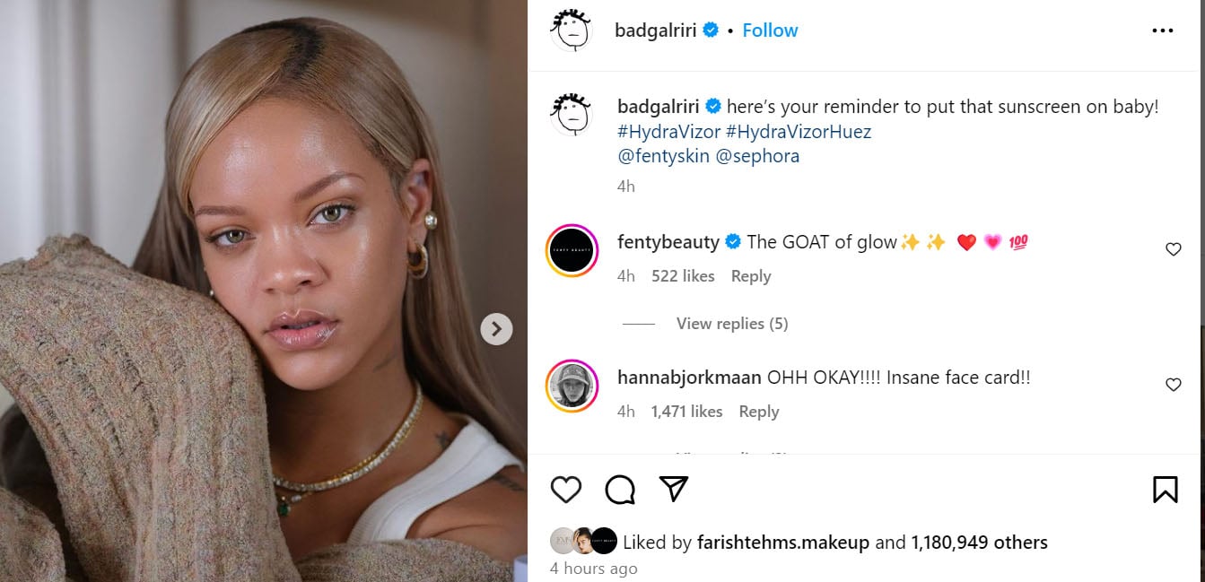 Rihanna shares a special message about skin care for her fans