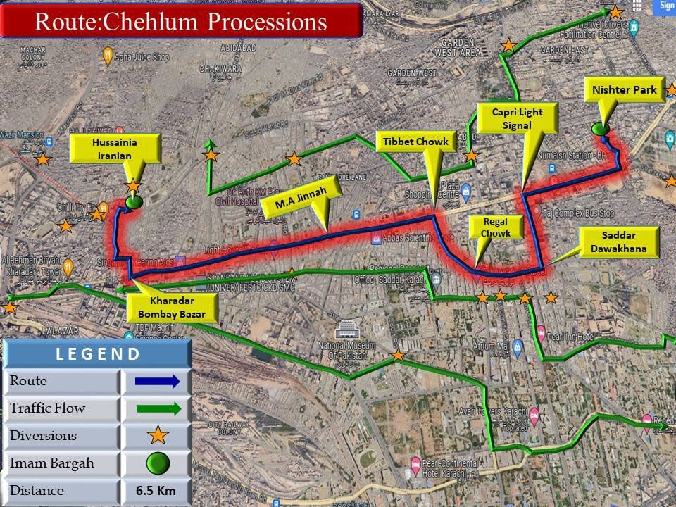 Traffic diversion plan for Karachis Chehlum procession. — Facebook/Karachi Traffic Police