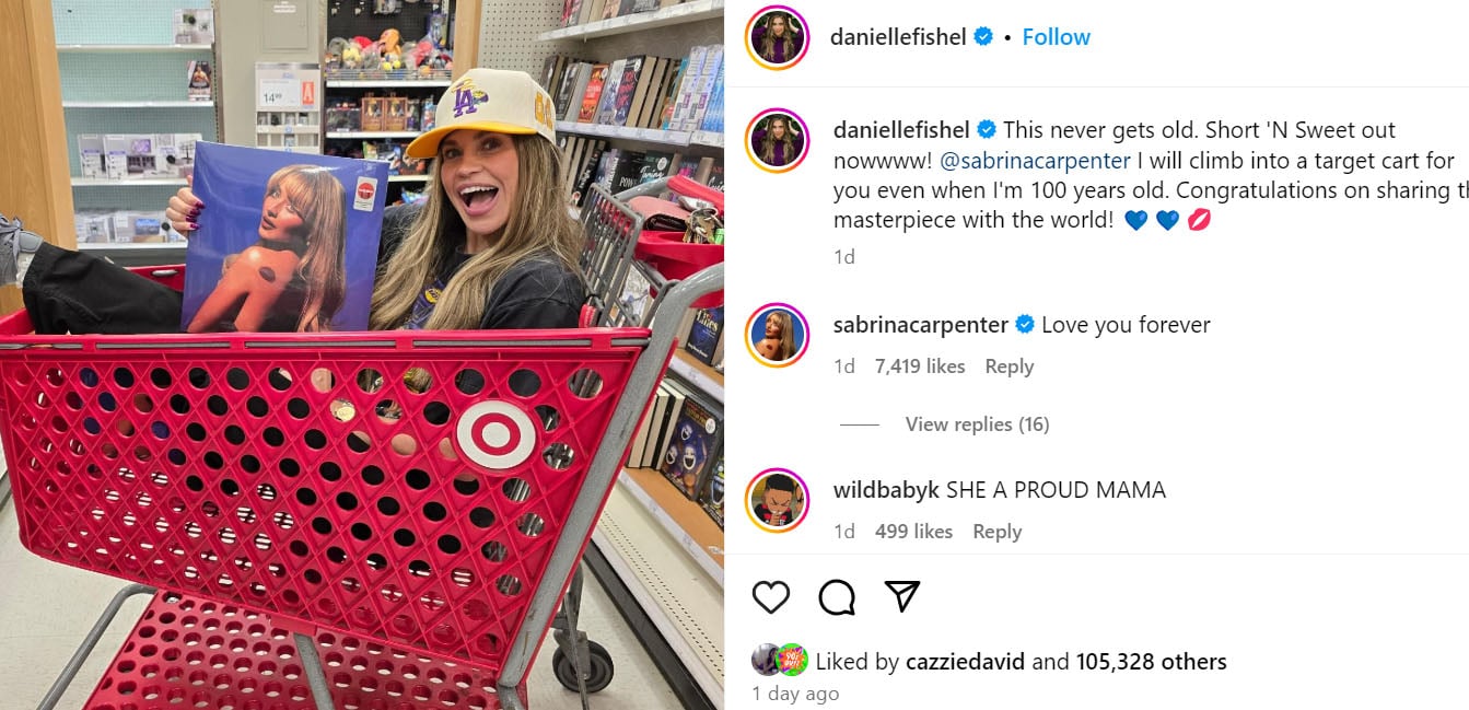 Sabrina Carpenter shows gratitude to Danielle Fishel