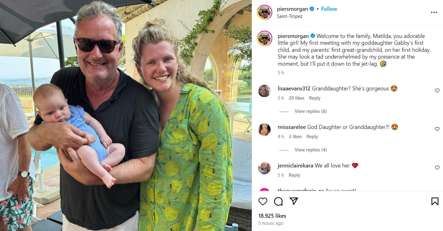 Piers Morgan celebrates arrival of adorable little girl