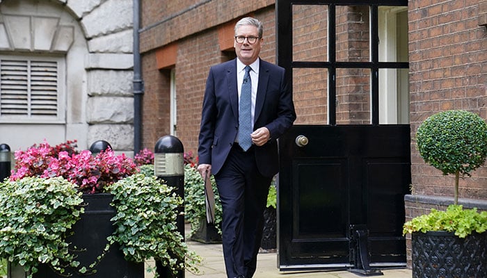 British Prime Minister Keir Starmer arriving for press conference in the Rose Garden at 10 Downing Street, London, Britain, on August 27, 2024. — Reuters