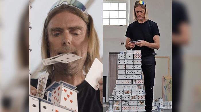 US man sets world record by building tallest house of cards in 8 hours