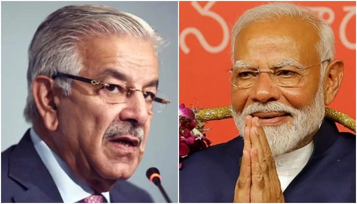 Defence Minister Khawaja Asif (left) and Indian Prime Minister Narendra Modi. — AFP/Reuters/File