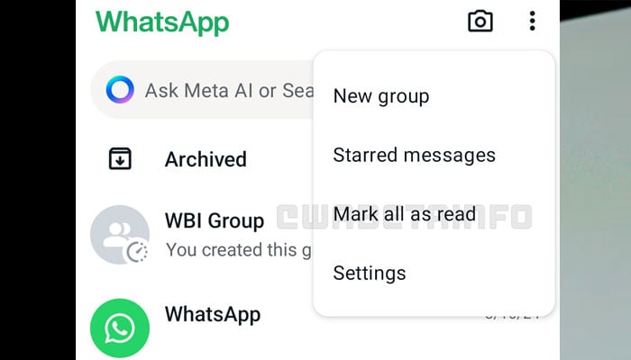 A screenshot of the new WhatsApp feature known as mark all chats as read for Android users. — WABetaInfo