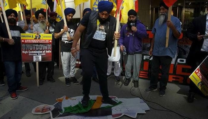 Khalistani and Sikhs For Justice (SFJ) activist Inderjeet Singh Gosal during a protest against Indian government. — Reporter