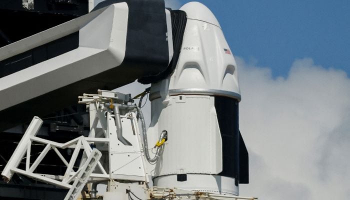 A SpaceX Falcon 9 rocket is prepared for launch of Polaris Dawn, a private human spaceflight mission, at the Kennedy Space Center in Cape Canaveral, Florida, US on August 26, 2024. — Reuters