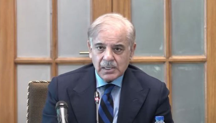 Prime Minister Shehbaz Sharif addresses a high-level meeting of National Apex Committee’s provincial apex committee in Quetta on August 29, 2024. — Screengrab/Geo News