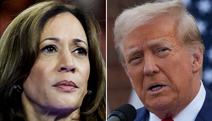 Vice President of the United States and Democratic presidential nominee Kamala Harris (L) at an event and former president and Republican presidential candidate Donald Trump speaking at an event. — Reuters/File