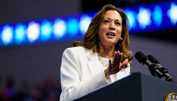 Democratic presidential nominee and US Vice President Kamala Harris delivers remarks at a campaign rally in Savannah, Georgia, US, August 29, 2024. —Reuters