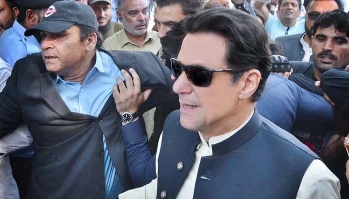 PTI founder Imran Khan appears in the Islamabad High Court in Islamabad on October 3, 2022. —APP