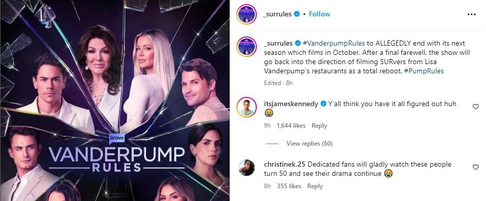 Vanderpump Rules star James Kennedy gets witty over reboot speculations