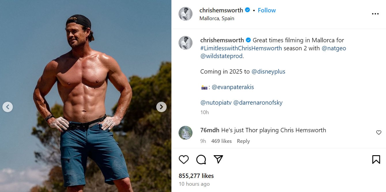 Chris Hemsworth is currently staying in one of the largest islands of Balearic Islands