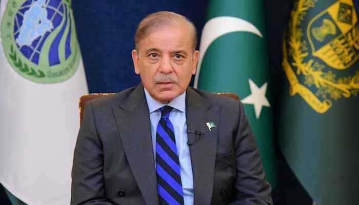 Prime Minister Shehbaz Sharif addresses 23rd Shanghai Cooperation Organisation (SCO) Summit, hosted virtually by India, July 4, 2023. — Reuters