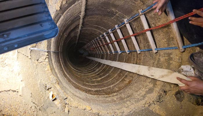 The submersible pump well located inside the compound of a residential building in Karachis Garden East. — Reporter