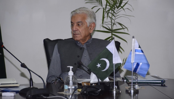 Federal Minister for Defence Khawaja Asif at an office in Lahore on May 3, 2024. —Facebook/ @khawajaAsifofficial