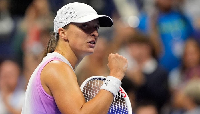 Iga Swiatek after beating Liudmila Samsonova (not pictured) on day eight of the 2024 US Open tennis tournament at USTA Billie Jean King National Tennis Center. —Reuters