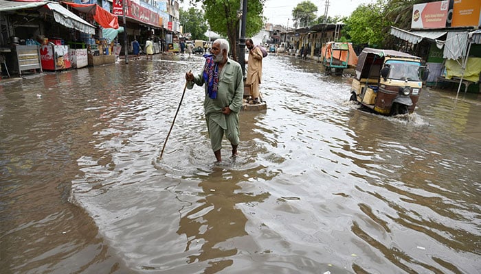 Rain water accumulated at Hyderabad Railway Station in Hyderabad, Sindh, Pakistan on August 31, 2024. — Reuters