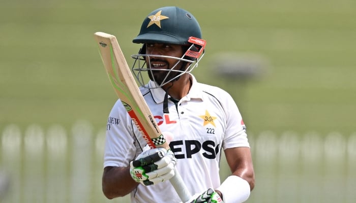 Pakistans Babar Azam walks back to pavilion after his dismissal during a Test match between Pakistan and Bangladesh, at Rawalpindi Cricket Stadium in Rawalpindi on September 2, 2024. —AFP