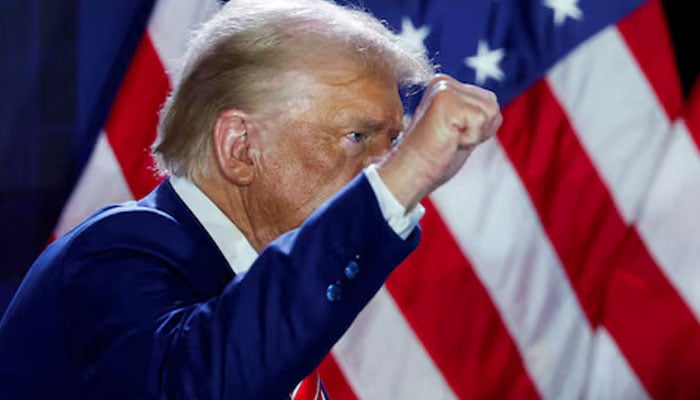 Republican presidential nominee and former US President Donald Trump participates in a fireside chat during the Moms for Liberty National Joyful Warriors Summit, in Washington, US, August 30, 2024. —Reuters