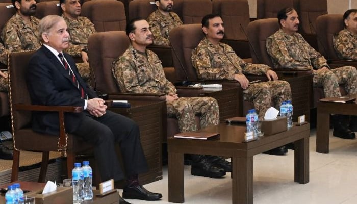 PM Shehbaz Sharif attends the concluding session of Army War Game in Rawalpindi on September 5, 2024. — ISPR