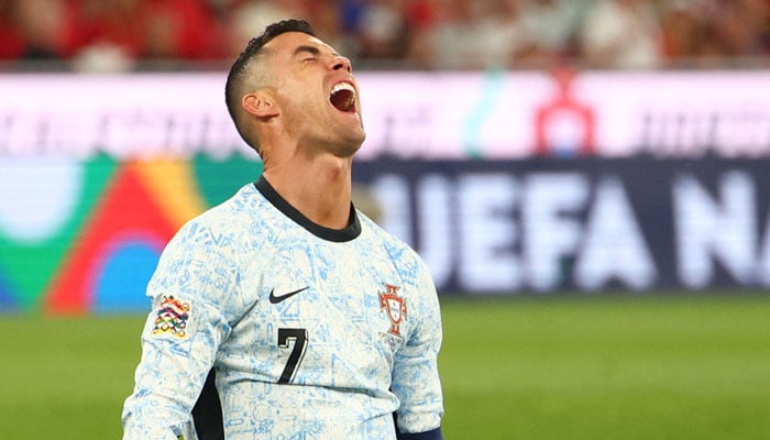 Portugals Cristiano Ronaldo reacts during a League A group match against Croatia amid Nations League on September 5, 2024. — Reuters