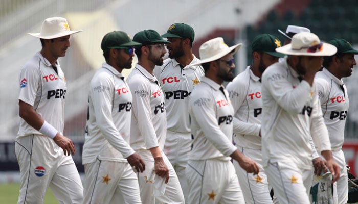 Pakistan team players pictured on the fifth day of the second Test against Bangladesh at the Rawalpindi Cricket Stadium on September 3, 2024. — PCB