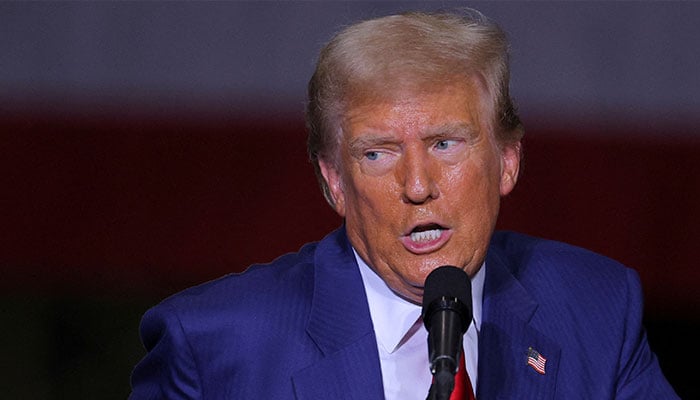 Republican presidential nominee and former US President Donald Trump speaks during a visit to Alro Steel manufacturing plant in Potterville, Michigan, US August 29, 2024. — Reuters