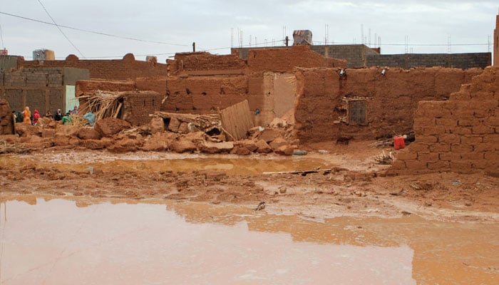 This picture shows a collapsed house after flooding in Morocco´s region of Zagora on September 7, 2024. —AFP