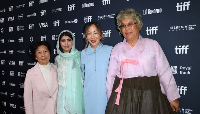 (L-R) Hang Soon Duk, Pakistani activist and producer Malala Yousafzai, Korean director and producer Sue Kim, and Lee Hee Soon attend the world premiere of The Last of the Sea Women at TIFF Lightbox theatre during the Toronto International Film Festival (TIFF) in Toronto, Ontario, Canada, on September 8, 2024. — AFP