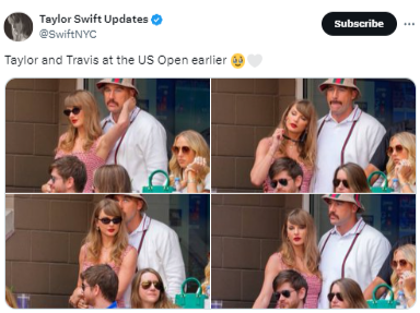 Taylor Swift, Travis Kelce sing iconic love song amid US Open mens final