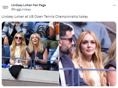 Lindsay Lohan glams up for rare outing at US Open mens final with husband