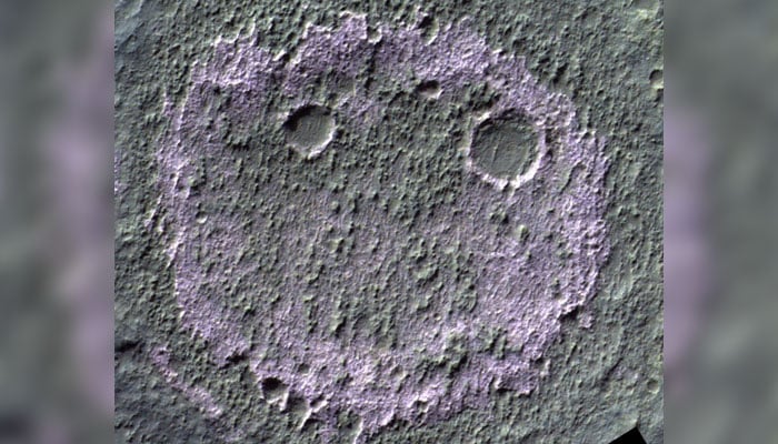 A view of the smiley-faced-salt deposit spotted on the surface of Mars. — Instagram/@europeanspaceagency