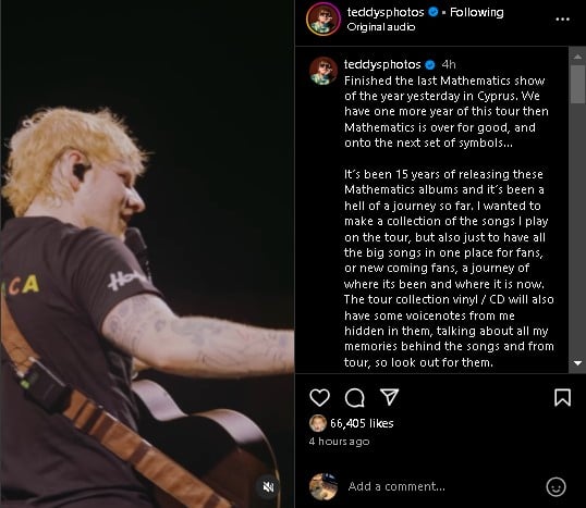 Ed Sheeran makes major announcement after wrapping 2024 leg of tour