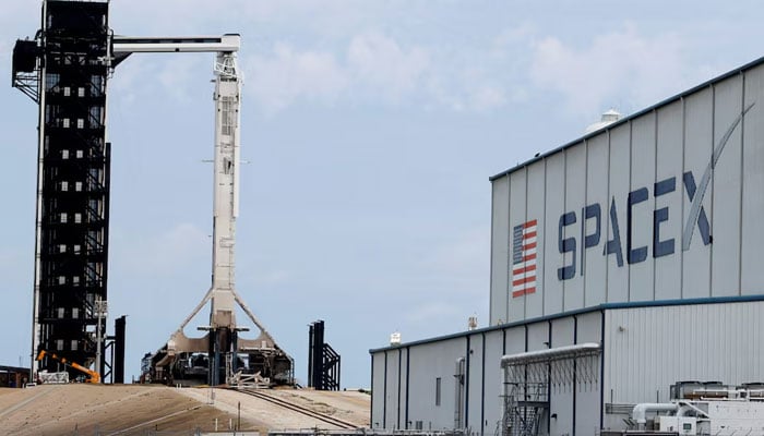 A SpaceX Falcon 9 rocket being prepared for another launch attempt for Polaris Dawn at the Kennedy Space Center in Cape Canaveral, Florida, US on September 9, 2024. — Reuters