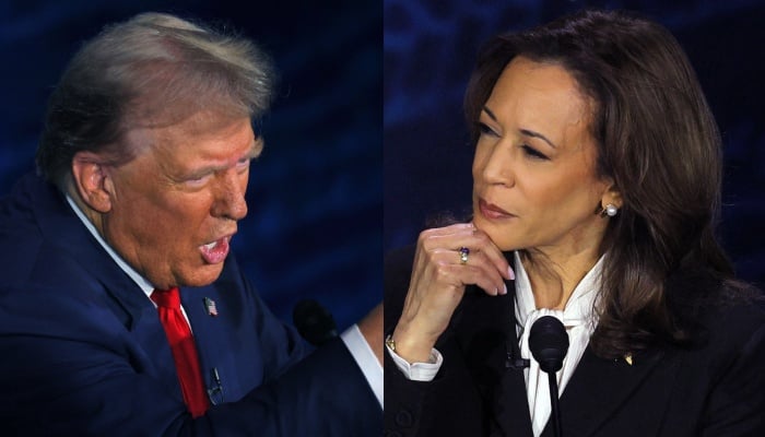 A combo showing former US president and Republican candidate Donald Trump (left) and US Vice President and Democratic candidate Kamala Harris during a presidential debate in Philadelphia, Pennsylvania, US, on September 10, 2024. — Reuters