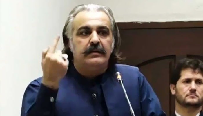 Khyber Pakhtunkhwa Chief Minister Ali Amin Gandapur addresses Bar Council Association on September 11, 2024. — Screengrab/X/@PTIofficial