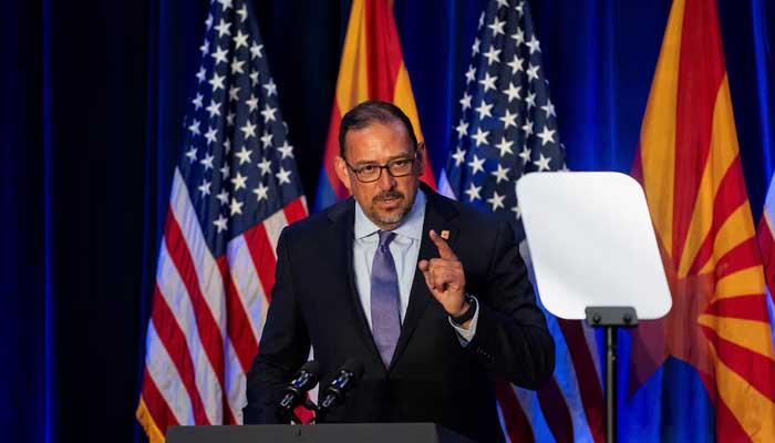 Arizona Secretary of State Adrian Fontes at an event in Tucson, Arizona, US, April 12, 2024. — Reuters