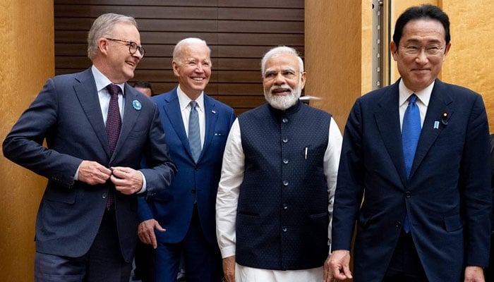 Quad leaders (from left) Australian Prime Minister Anthony Albanese, US President Joe Biden, Indian Prime Minister Narendra Modi and Japanese Prime Minister Fumio Kishida. — AFP