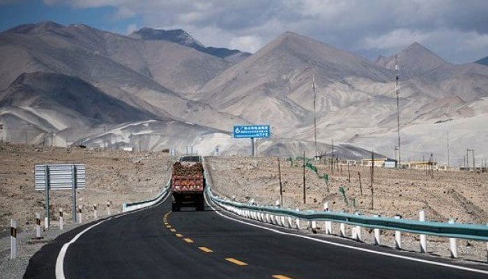 An image showing a truck moving on a road in Khyber Pakhtunkhwa (KP). — Reuters/File