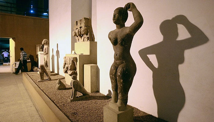 Ancient sculptures are displayed at Sudan national museum in Khartoum on June 25, 2008. — AFP