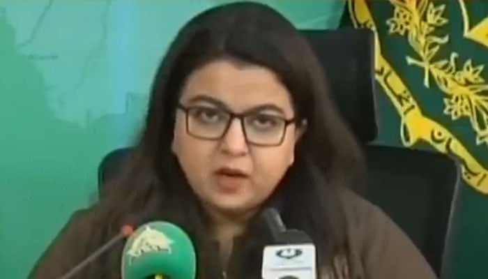 State Minister for Information Technology and Telecommunication Shaza Fatima Khawaja speaks to media. — Screengrab/Geo News