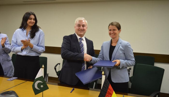 Officials from KfW Development Bank and Aga Khan Foundation sign partnership agreement at the AKF office. — Suuplied