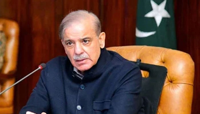 Prime Minister Shehbaz Sharif chairs a meeting in Peshawar on March 6, 2024. — PID