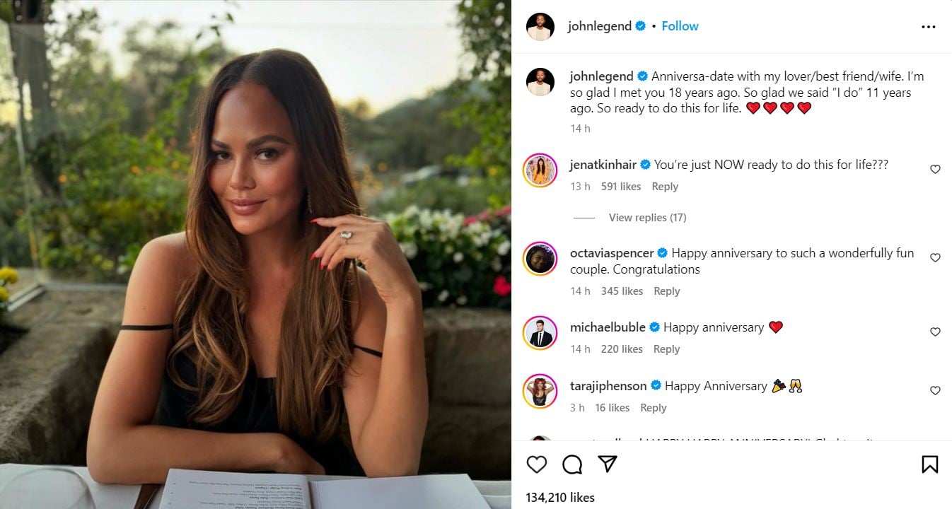 John Legend, Chrissy Teigen gush over 11 lucky marriage years